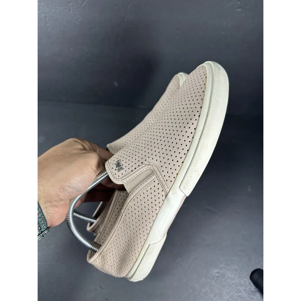Michael Kors Keaton Perforated Slip-On Sneakers in Soft Beige Leather Size 8